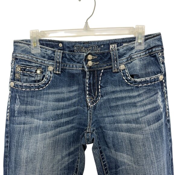 Miss Me for Buckle mid-rise bootcut embroidered embellished jeans women's sz 28 - Picture 4 of 10